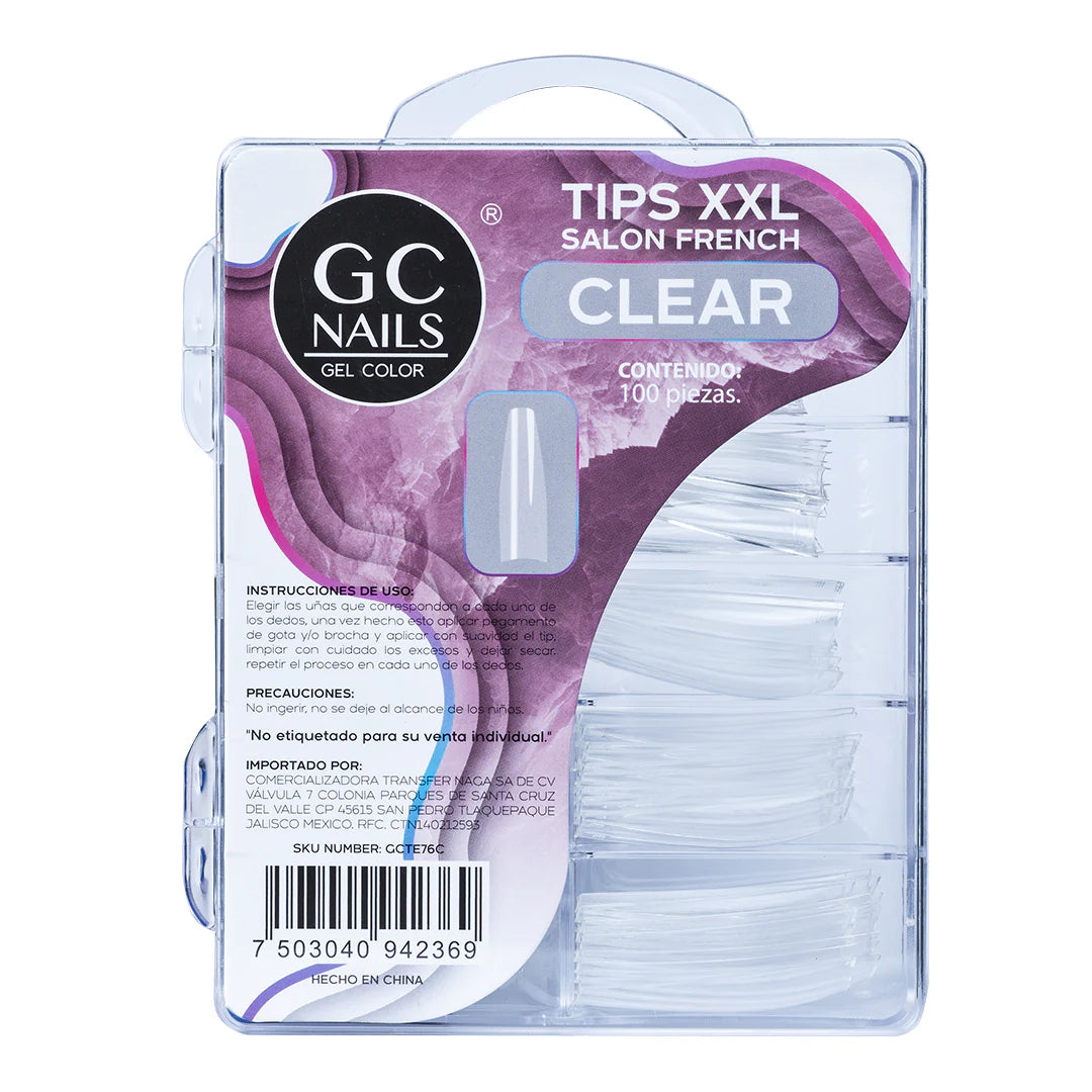TIPS XXL SALON FRENCH 100PCS E76 CLEAR GC