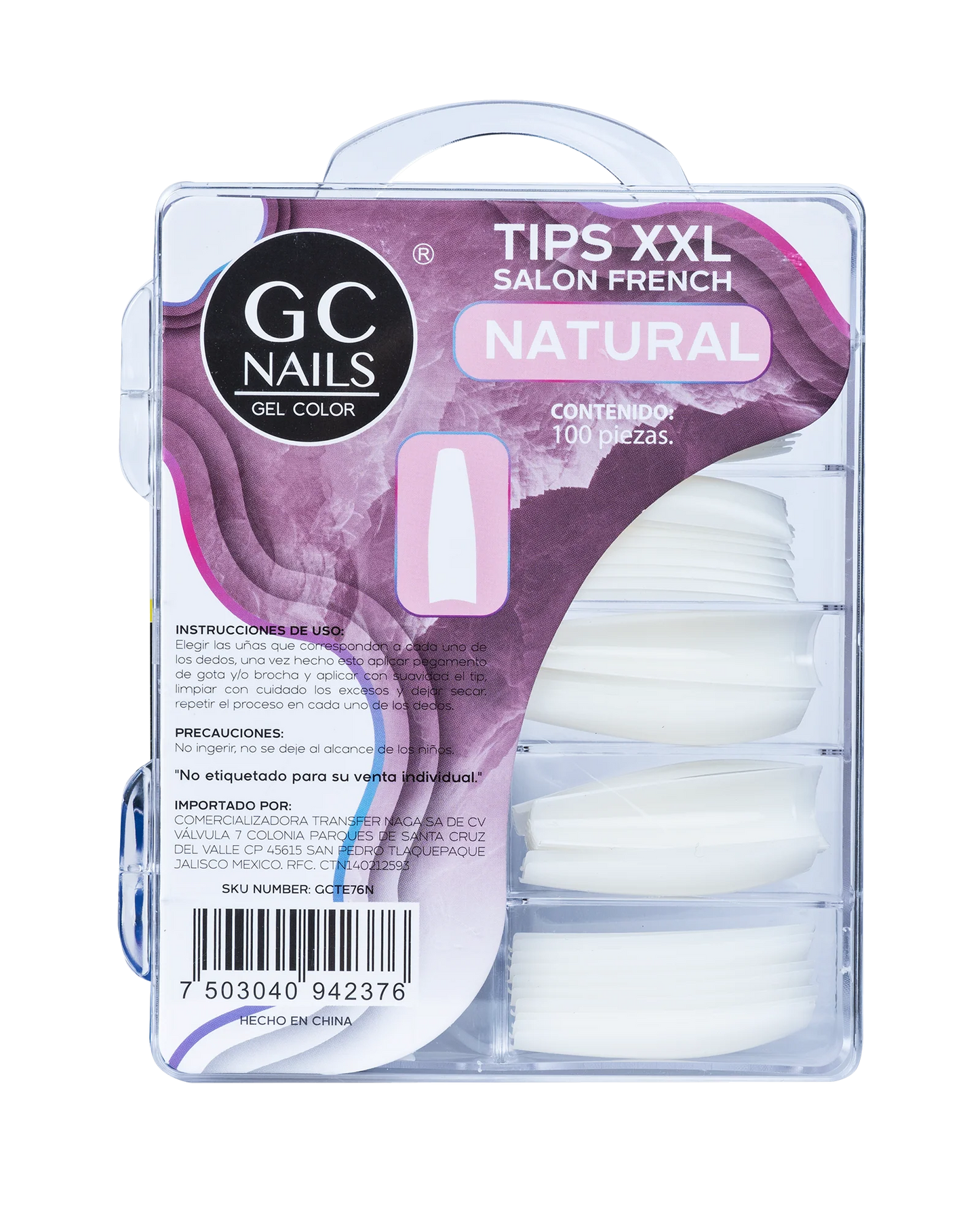 TIPS XXL SALON FRENCH 100PCS E76 NATURAL GC