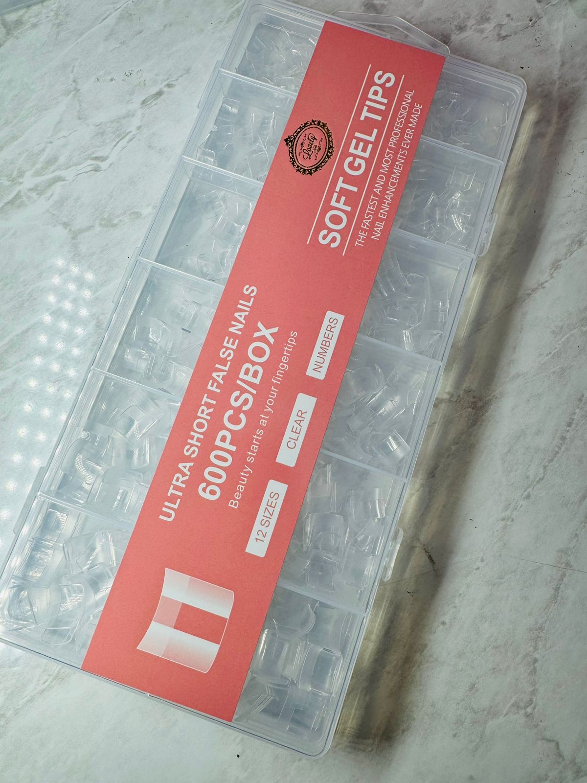 TIP SHORT GEL CUADRADO ROJO 600 PZ Lovely Nails