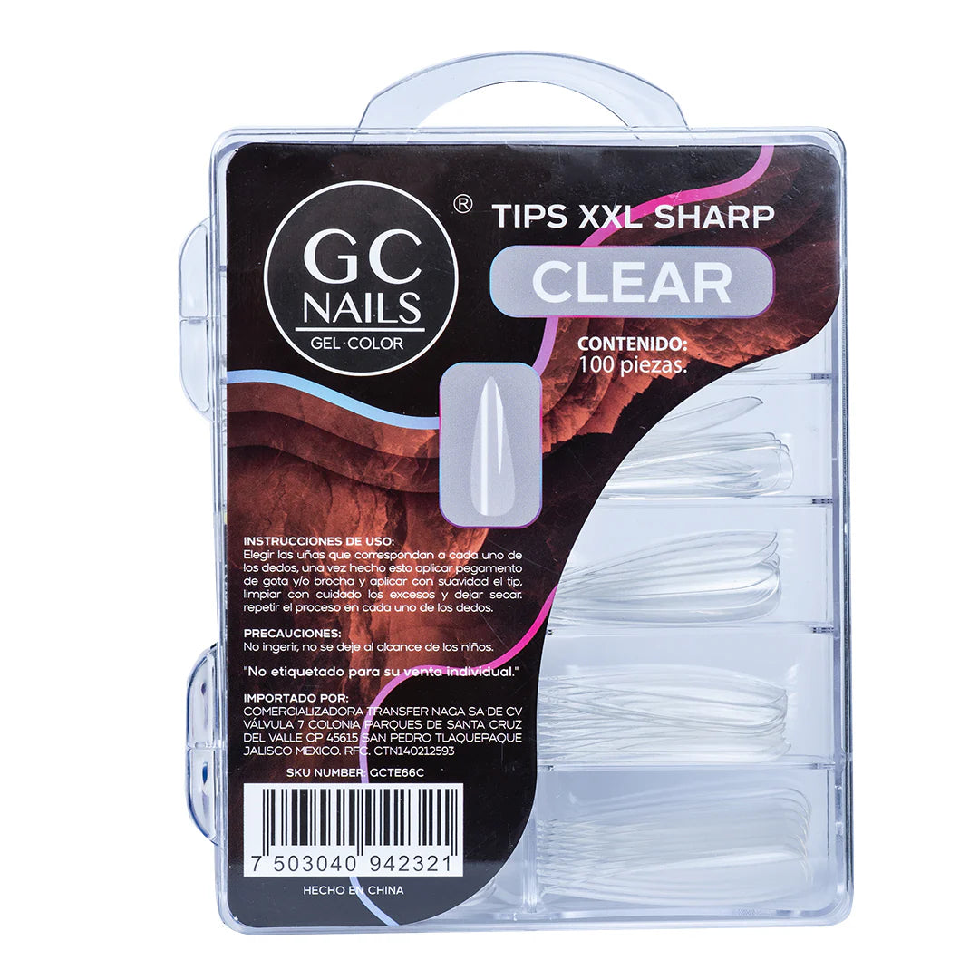 TIPS PRESS ON XXL SHARP 100PCS E66 CLEAR GC